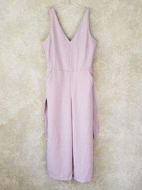 Shinestar Lavender V-Neck Wide-Leg Jumpsuit